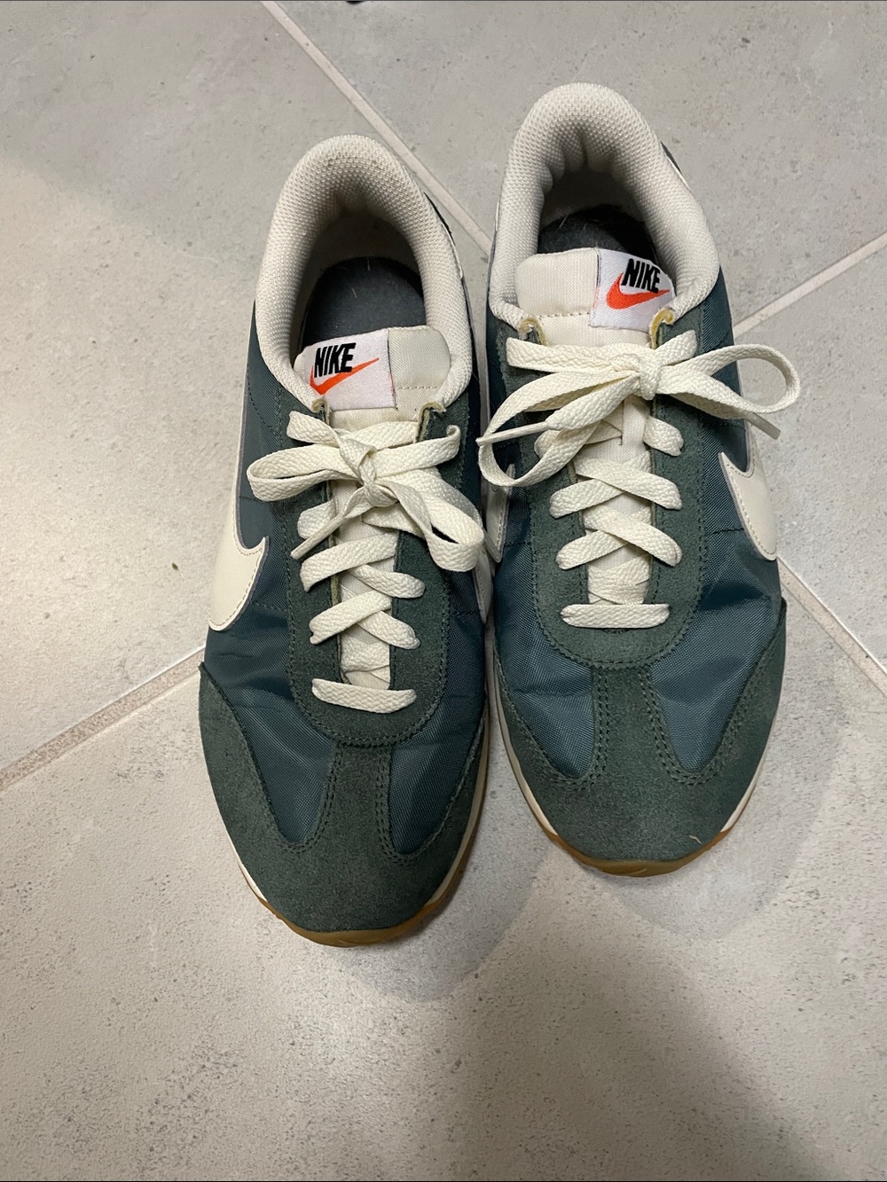Nike Women’s Classic Runner Sneakers in Dark Green and Cream